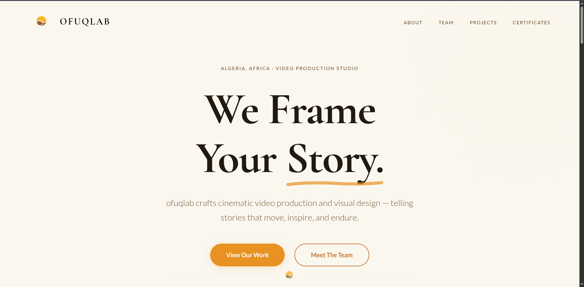 Ofuq Lab - Cinematic Editing Studio Website